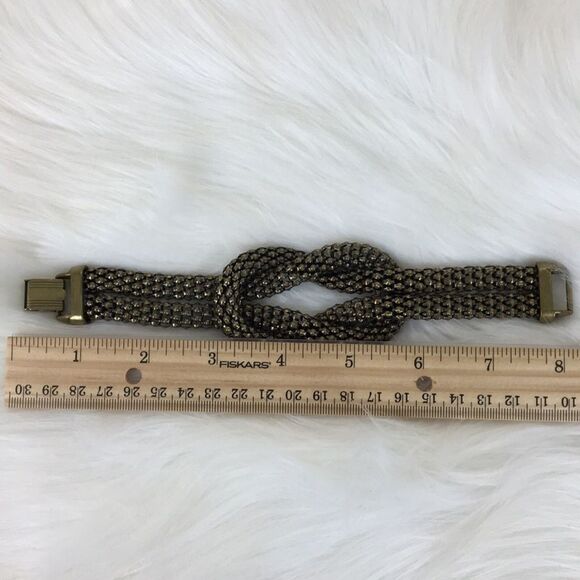 Bold Bracelet Brassy Chunky Textured Knot Statement Modern - Picture 8 of 8